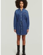 G-Star Rochie-camasa mini din denim cu cordon in talie - Albastru inchis