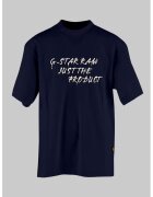 G-Star Tricou de bumbac cu logo - Crem/Bleumarin