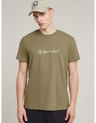 G-Star Tricou de bumbac organic G-Script - Kaki/Grej