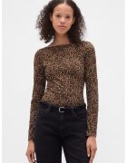 Gap Bluza slim fit cu decolteu barcuta - Negru/Maro