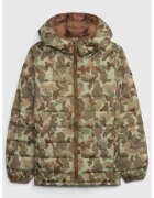 Gap Geaca matlasata cu model camuflaj si gluga - Maro/Kaki