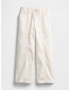 Gap Pantaloni din amestec de bumbac cu croiala ampla si snururi de ajustare - Alb murdar