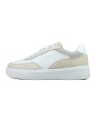 Gap Pantofi sport low-cut de piele ecologica - Alb/Maro nisip