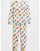 Gap Pijama de bumbac organic cu masini - Rosu vermillion/Albastru deschis/Bej deschis