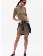Gap Rochie cambrata din amestec de modal cu guler scurt - Kaki