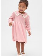 Gap Rochie evazata cu guler Peter Pan - Roz deschis/Alb murdar