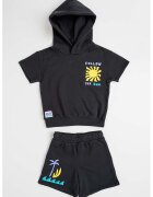 Gap Set de tricou cu gluga si pantaloni scurti - Negru