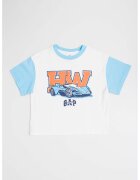 Gap Tricou cu imprimeu Hot Wheels - Alb/Portocaliu neon/Albastru