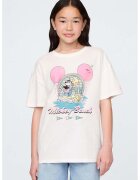 Gap Tricou cu model tie-dye si imprimeu Minnie Mouse - Alb/Roz/Albastru