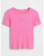 Gap Tricou striat cu decolteu rotund - Fucsia