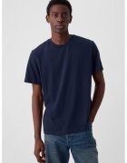 Gap Tricou unisex de bumbac cu decolteu la baza gatului - Bleumarin