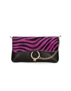Gave Lux Geanta crossbody de piele cu model si lant decorativ - Negru/Fucsia