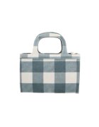 Gave Lux Geanta crossbody de piele intoarsa in carouri - Alb/Albastru