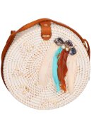 Gave Lux Geanta crossbody din paie - Alb/Turcoaz