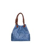 Gave Lux Geanta hobo cu model floral in relief - Albastru