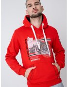 Geo Norway Hanorac cu buzunar kangaroo si imprimeu Gomap - Rosu/Portocaliu mandarina/Kaki