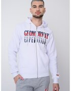 Geo Norway Hanorac cu logo brodat si fermoar Ghazen - Visiniu/Albastru ultramarin/Alb optic