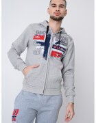 Geo Norway Hanorac regular-fit cu logo Getchup - Rosu inchis/Gri deschis melange/Bleumarin