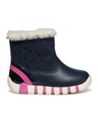 Geox Ghete din piele ecologica cu captuseala din blana sintetica Iupidoo - Fucsia/Bleumarin