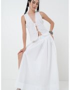 Gina Tricot Bluza cu broderie - fara maneci - Alb murdar