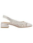Gioseppo Pantofi slingback de piele cu perforatii - Argintiu