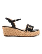 Gioseppo Sandale impletite cu garnituri din piele si talpa wedge - Negru