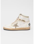 Golden Goose Pantofi sport Sky Star mid-cut din piele cu garnituri din piele intoarsa - Alb/Maro taupe deschis