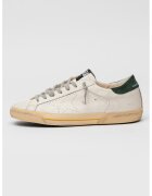 Golden Goose Pantofi sport Super-Star de piele cu insertii de piele intoarsa - Alb fildes/Verde englez