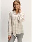 GreenPoint Bluza in carouri cu guler cu funda - Bej deschis