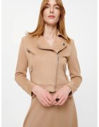 GreenPoint Jacheta de piele intoarsa ecologica cu revere decupate - Maro nisip