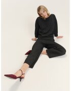 GreenPoint Pantaloni crop relaxed fit din amestec de modal - Negru melange
