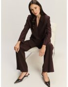 GreenPoint Pantaloni drepti din amestec de modal cu talie inalta - Rosu inchis