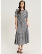 GreenPoint Rochie evazata cu maneci bufante - Alb/Negru
