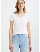 GreenPoint Tricou cu decolteu in V si volane - Alb