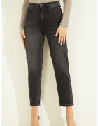 Guess Blugi crop mom fit - Gri inchis