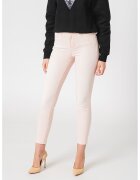 Guess Blugi skinny cu model in dungi - Alb/Roz deschis