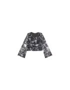 Guess Bluza cu decolteu cu funda si model grafic