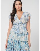 Guess Bluza cu imprimeu floral si aspect petrecut - Albastru pastel/Albastru royal
