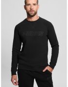 Guess Bluza de trening cu decolteu la baza gatului si logo cauciucat - Negru