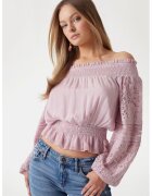 Guess Bluza din amestec de matase cu decolteu pe umeri - Violet prafuit