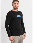 Guess Bluza regular fit cu imprimeu logo pe piept - Negru/Albastru