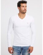 Guess Bluza slim-fit cu decolteu in V - Alb optic