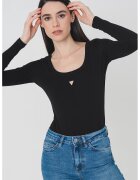 Guess Body cu maneci lungi si logo - Negru