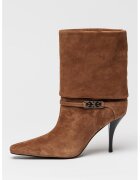 Guess Botine de piele cu varf ascutit Nixxie - Maro deschis