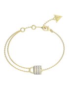 Guess Bratara din otel inoxidabil cu talisman lacat mini - Auriu