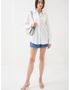 Guess Camasa din amestec de bumbac cu model uni - Alb