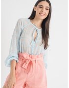 Guess Camasa semi-transparenta cu snururi - Albastru deschis