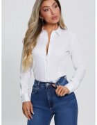 Guess Camasa slim fit din amestec de bumbac - Alb optic