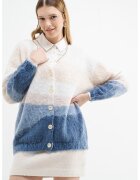 Guess Cardigan supradimensionat cu model colorblock - Albastru/Crem