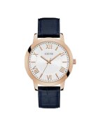 Guess Ceas barbatesc 44 mm - curea piele ecologica - albastru marin - rezistent la apa 5 ATM